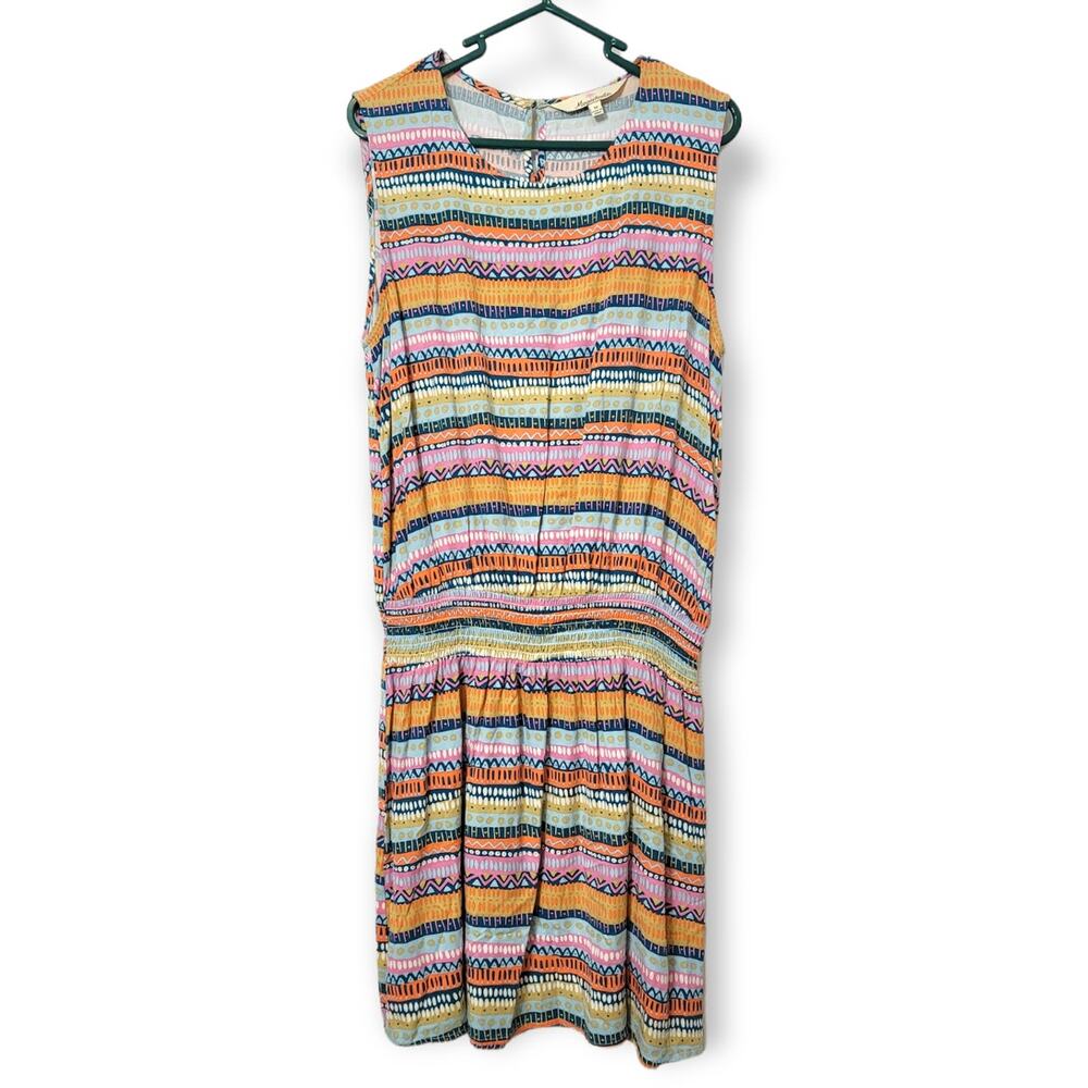 Margaritaville Summertime Striped Sleeveless Gathered Waist Midi Dress Size M